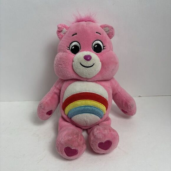 Care Bears 9” CHEER BEAR Rainbow Belly Pink Stuffed Animal Plush 2021 - Picture 1 of 7